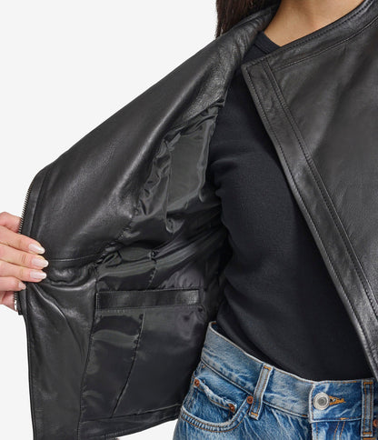 X Small Women's Asymmetric Leather Moto Jacket - skyjackerz