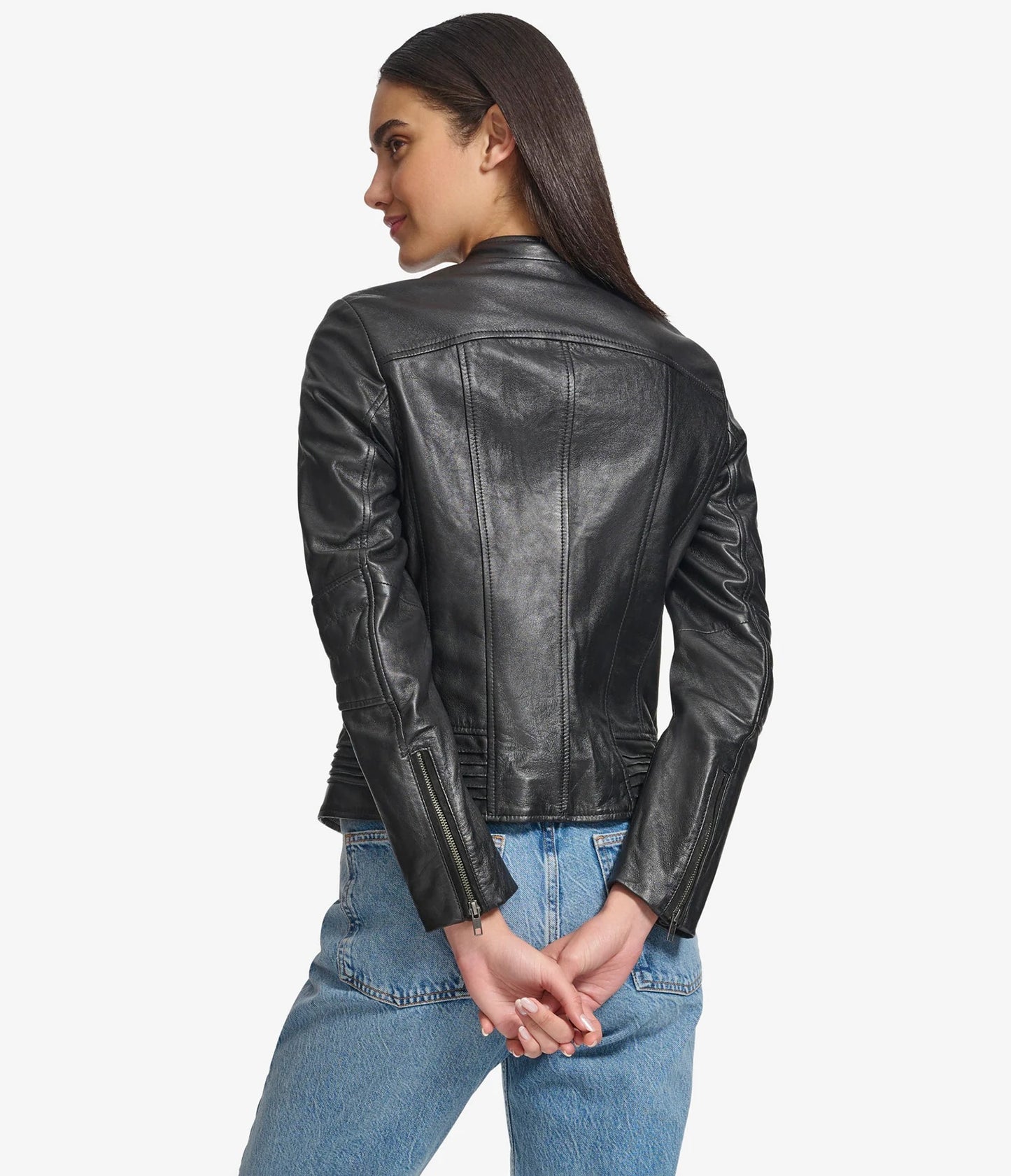 Women's Asymmetric Leather Moto Jacket