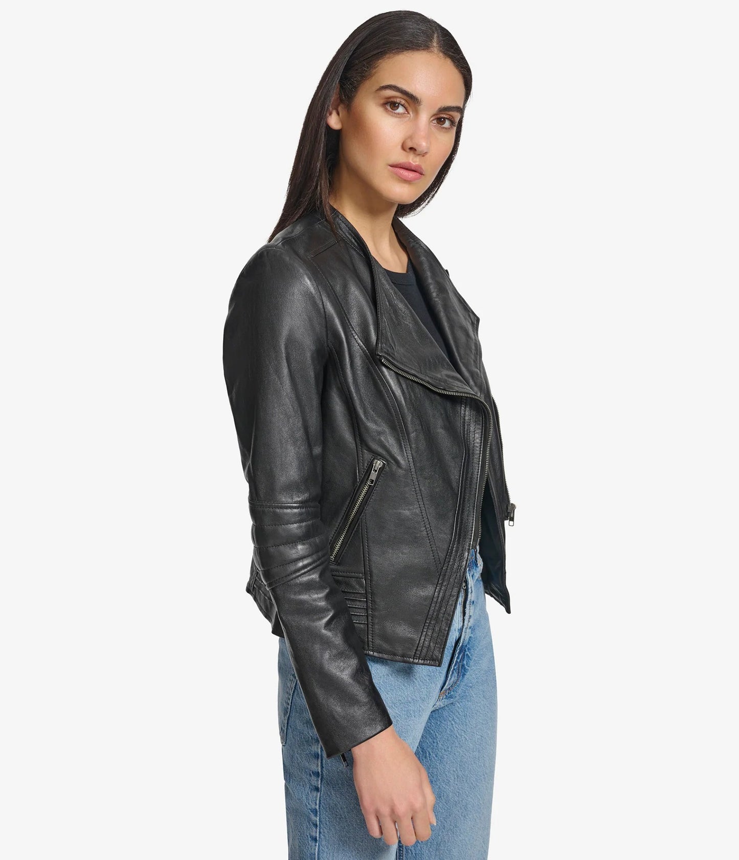 Women's Asymmetric Leather Moto Jacket