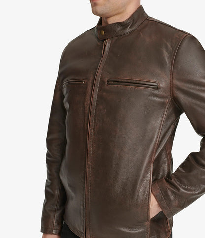 Medium Men's Durable Plain Leather Jacket - skyjackerz