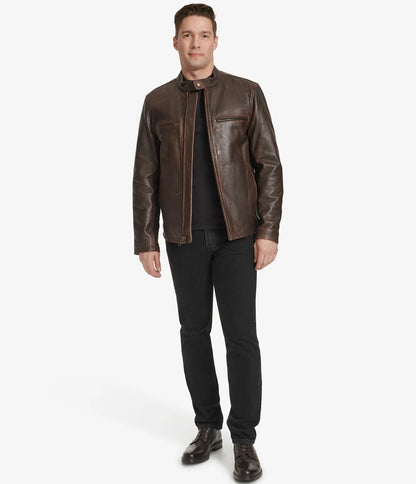 Medium Men's Durable Plain Leather Jacket - skyjackerz