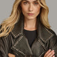 X Small Women Studded Moto Jacket - skyjackerz
