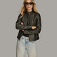 X Small Women's Scuba Style Leather Jacket - skyjackerz
