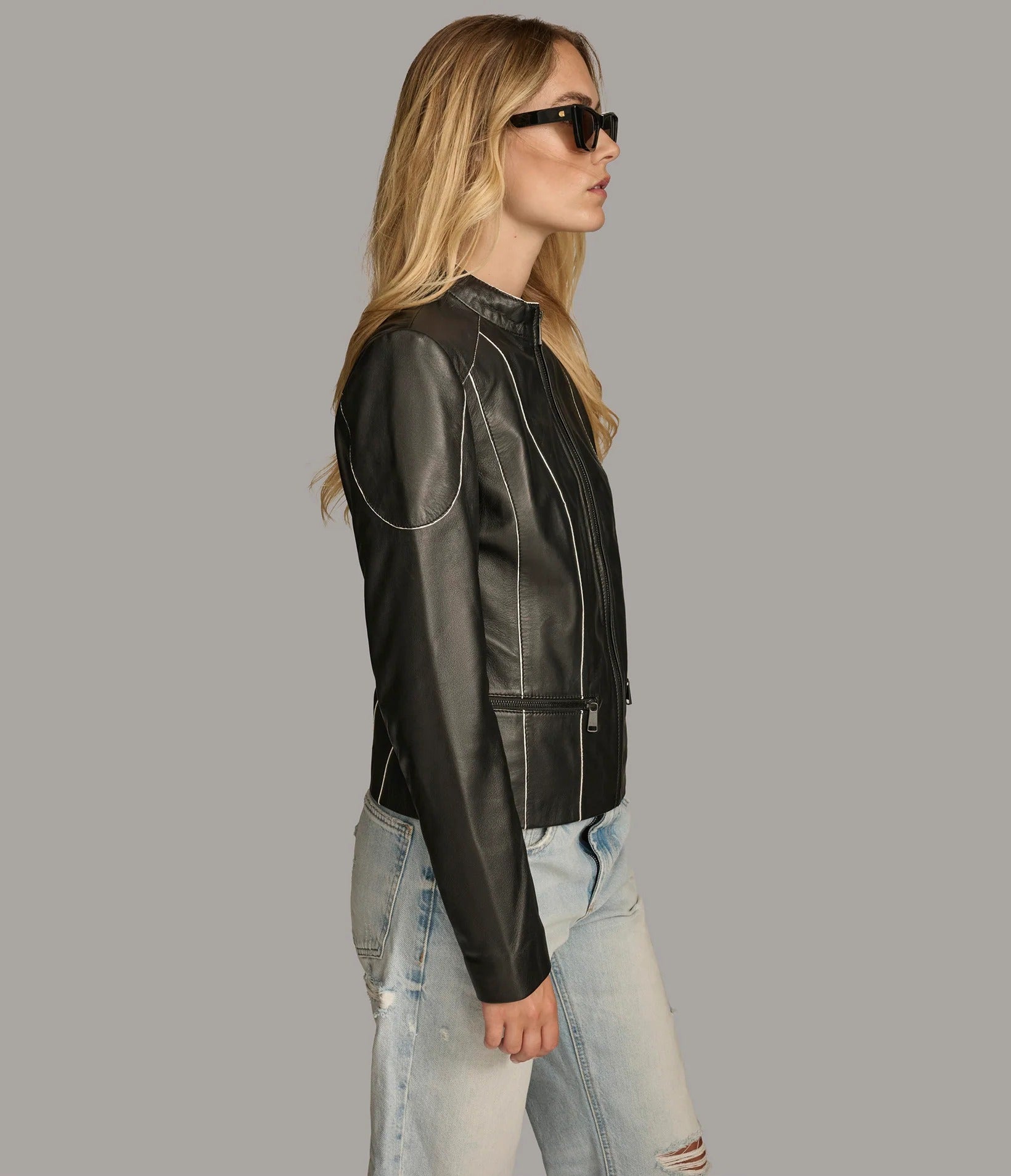 X Small Women's Scuba Style Leather Jacket - skyjackerz