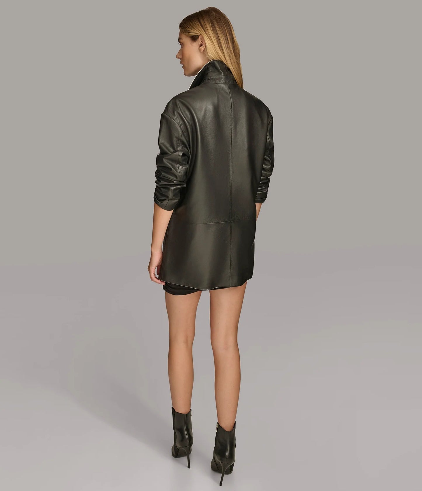 Women's Leather Blazer with Painted Edge