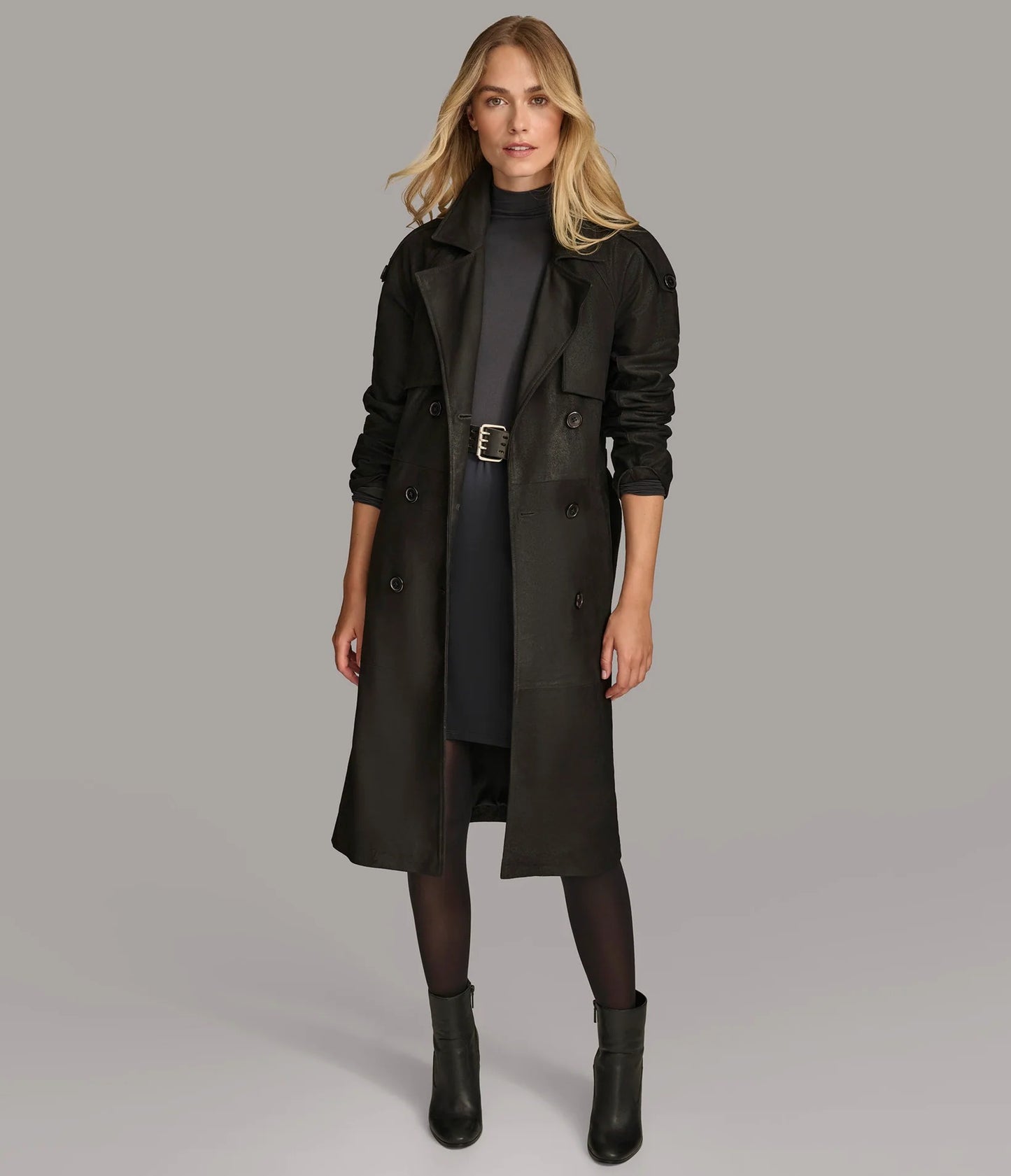 Women's Stylish Leather Trench Coat