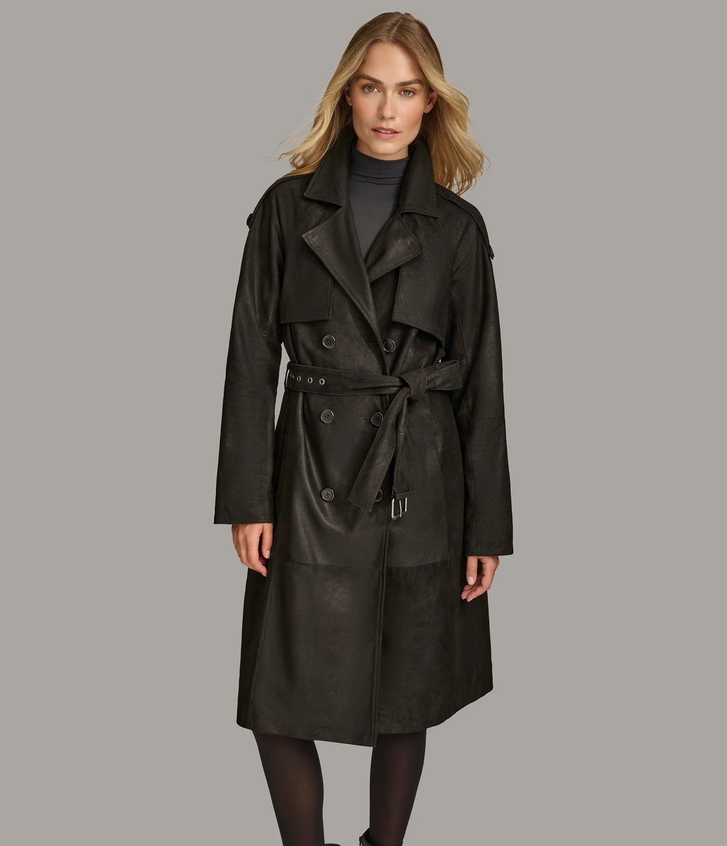 Women's Stylish Leather Trench Coat