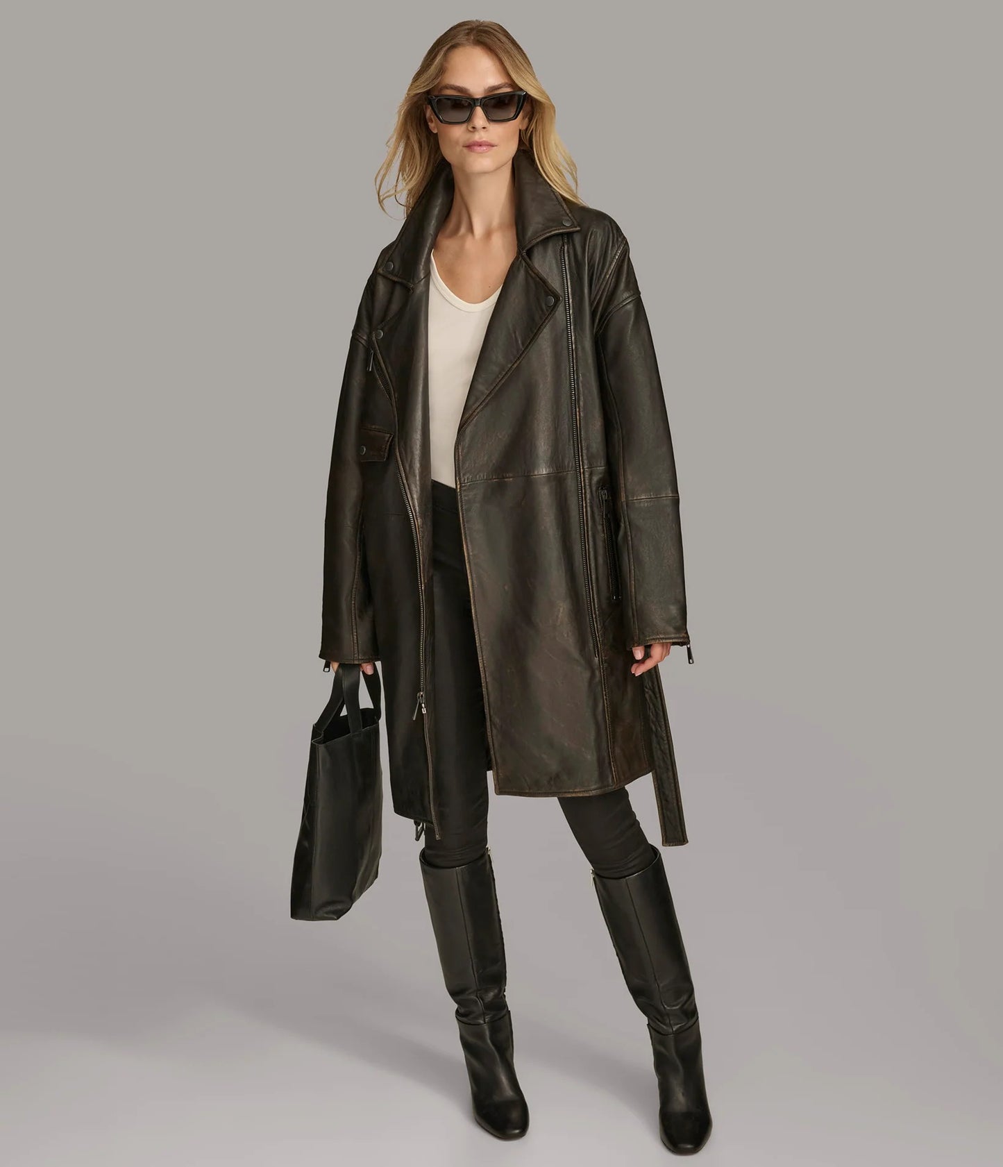 Women's Designer Washed Moto Trench Coat