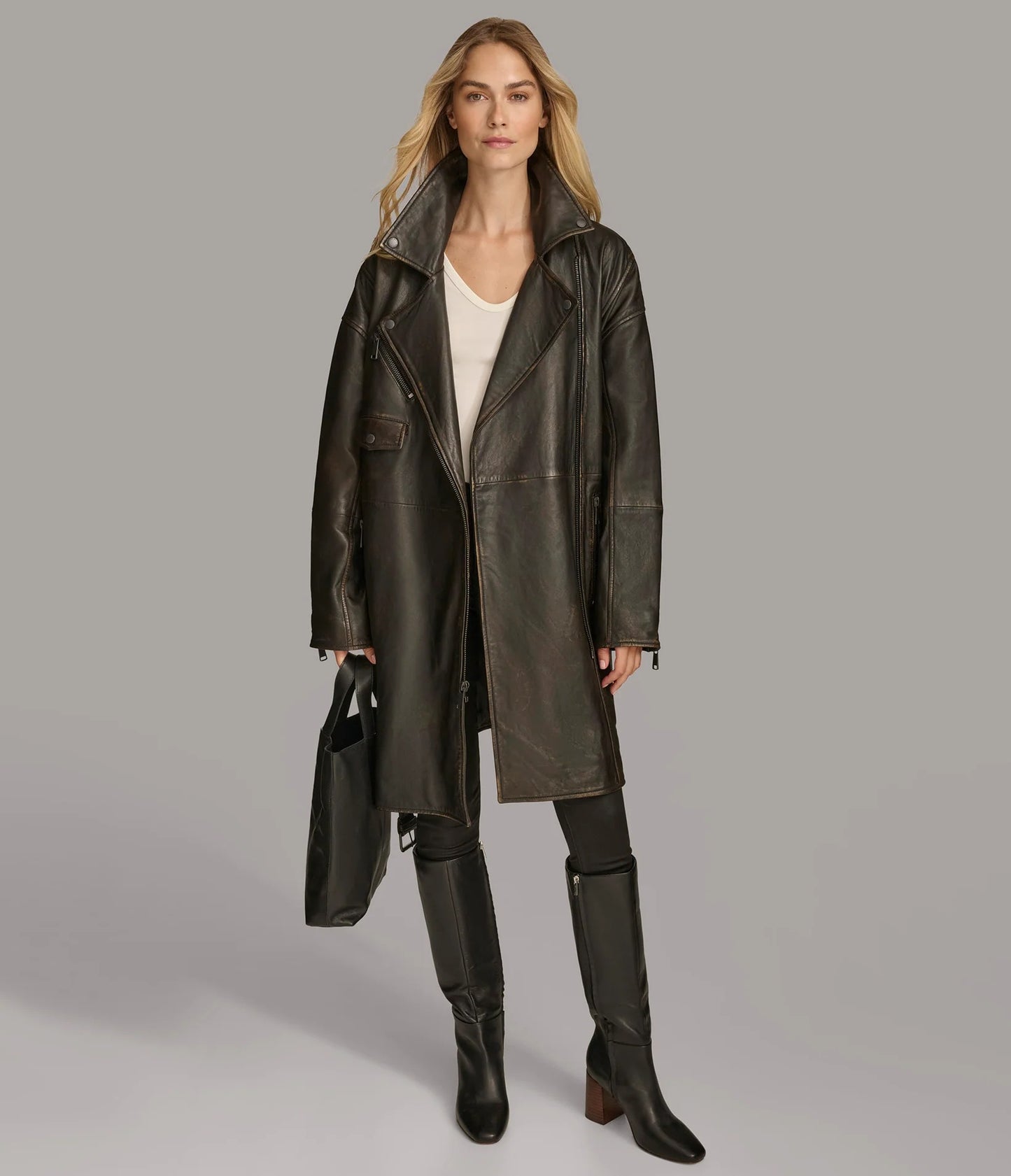 Women's Designer Washed Moto Trench Coat