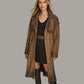 Small Women's Distressed Leather Trench Coat - skyjackerz