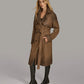 Small Women's Distressed Leather Trench Coat - skyjackerz