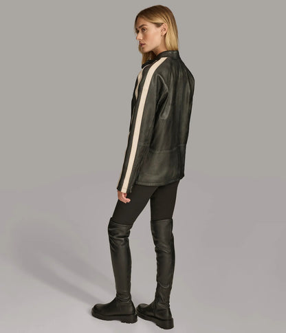 X Small Women's Oversized Striped Racer Jacket - skyjackerz