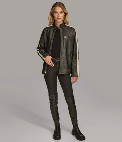 X Small Women's Oversized Striped Racer Jacket - skyjackerz