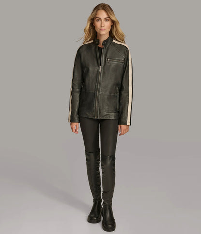 X Small Women's Oversized Striped Racer Jacket - skyjackerz