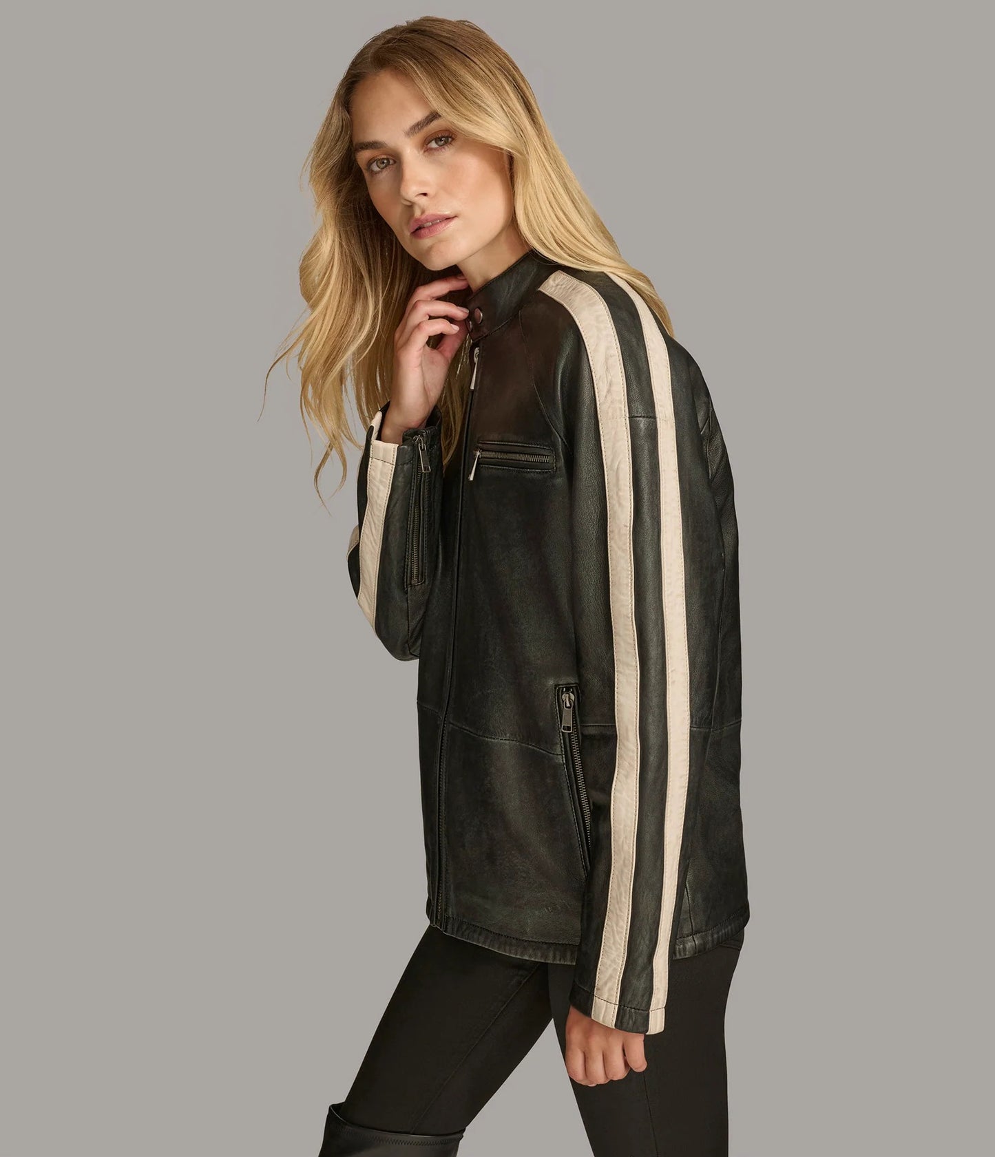 Women's Oversized Striped Racer Jacket