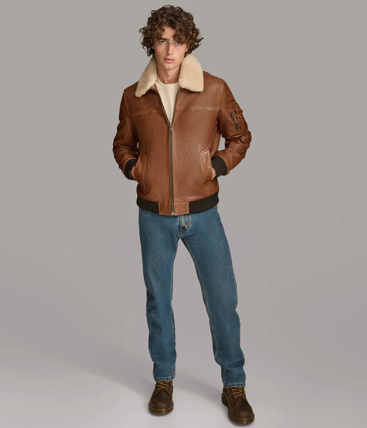 Medium Men's Ace Bomber Casual Leather Jacket - skyjackerz