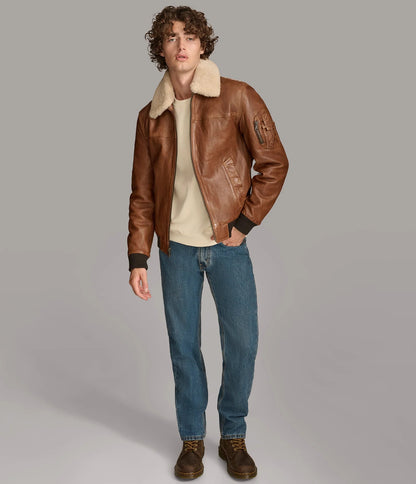 Medium Men's Ace Bomber Casual Leather Jacket - skyjackerz