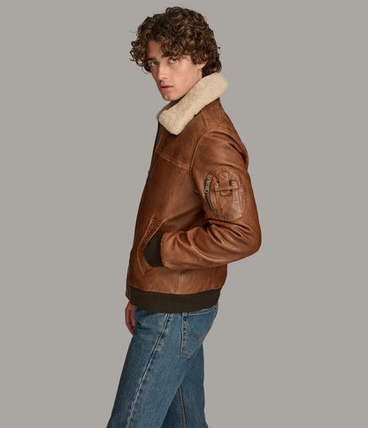 Medium Men's Ace Bomber Casual Leather Jacket - skyjackerz