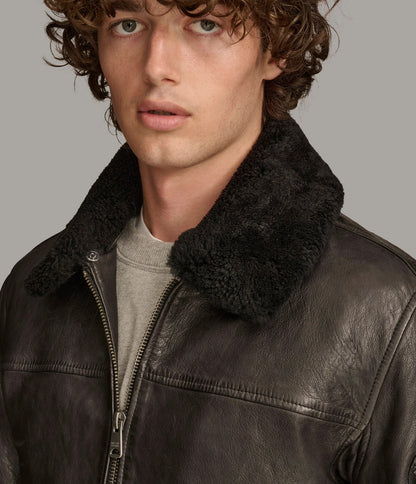 Medium Men's Ace Bomber Leather Jacket - skyjackerz