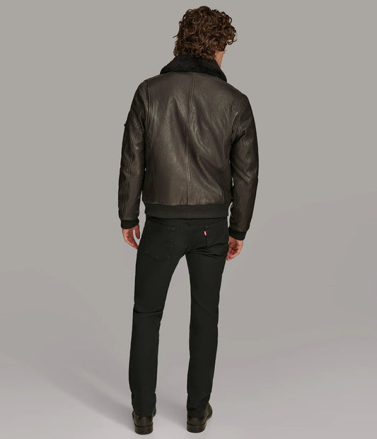 Medium Men's Ace Bomber Leather Jacket - skyjackerz