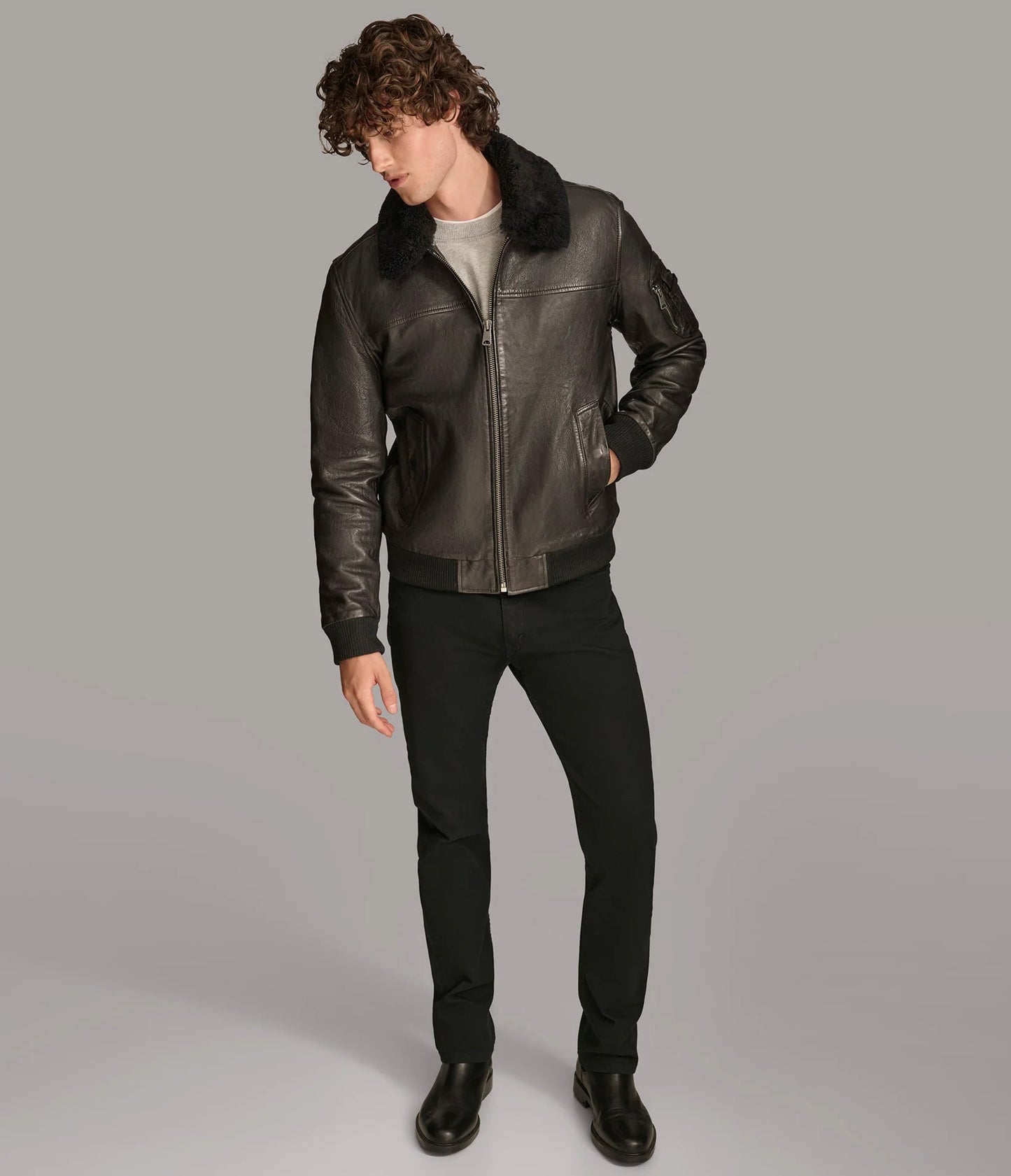 Men's Ace Bomber Leather Jacket