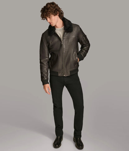 Medium Men's Ace Bomber Leather Jacket - skyjackerz