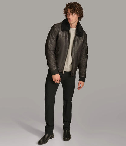 Medium Men's Ace Bomber Leather Jacket - skyjackerz