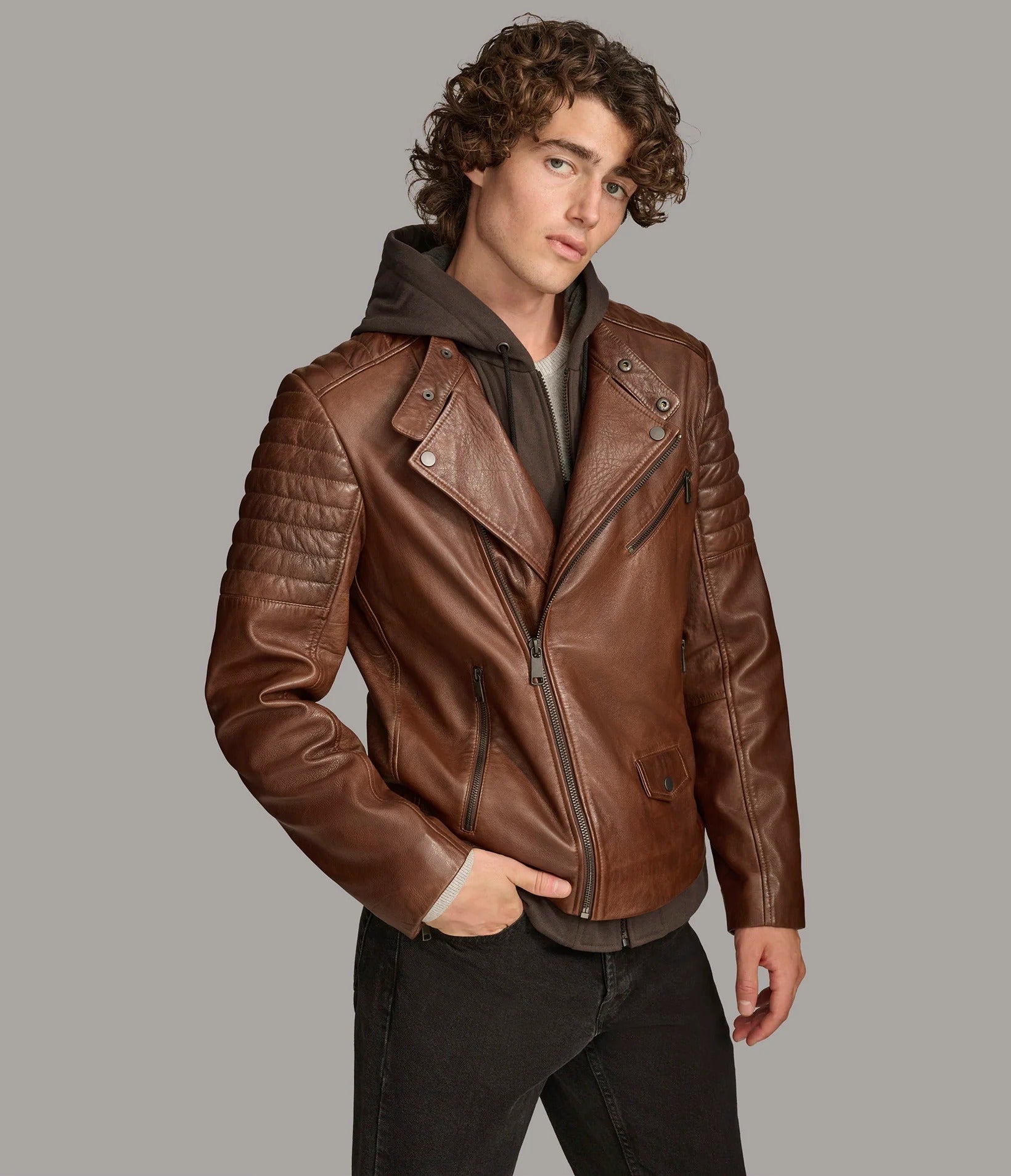 Medium Men's Retro Biker Leather Jacket - skyjackerz