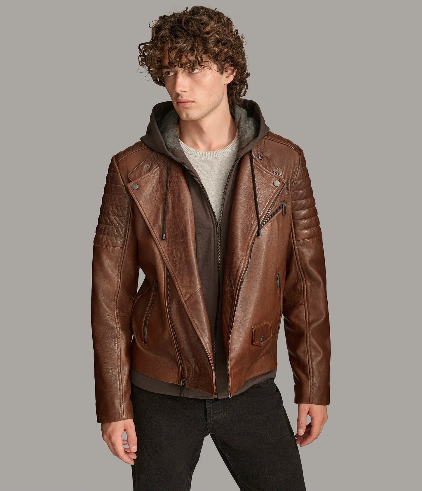 Medium Men's Retro Biker Leather Jacket - skyjackerz