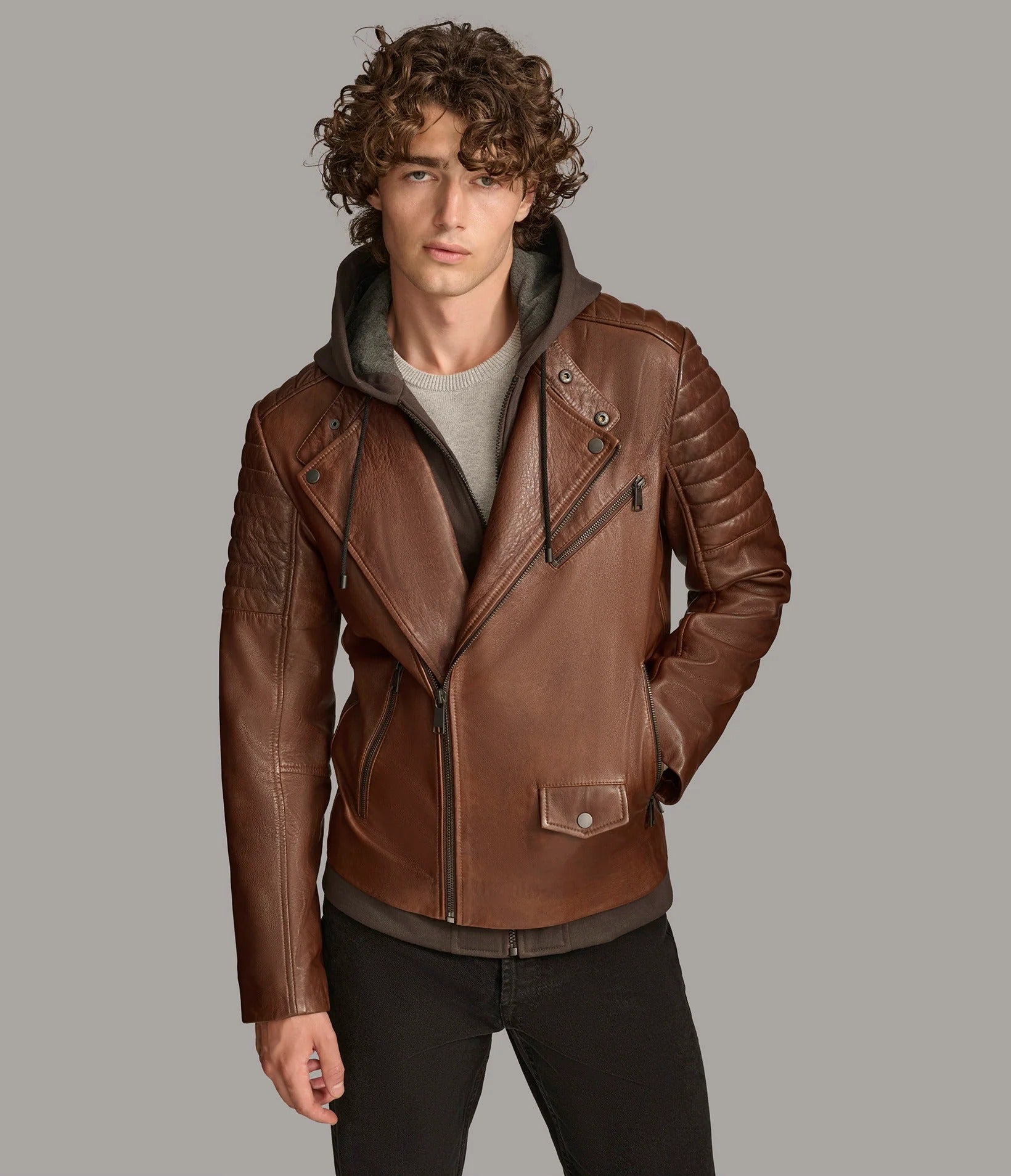 Medium Men's Retro Biker Leather Jacket - skyjackerz