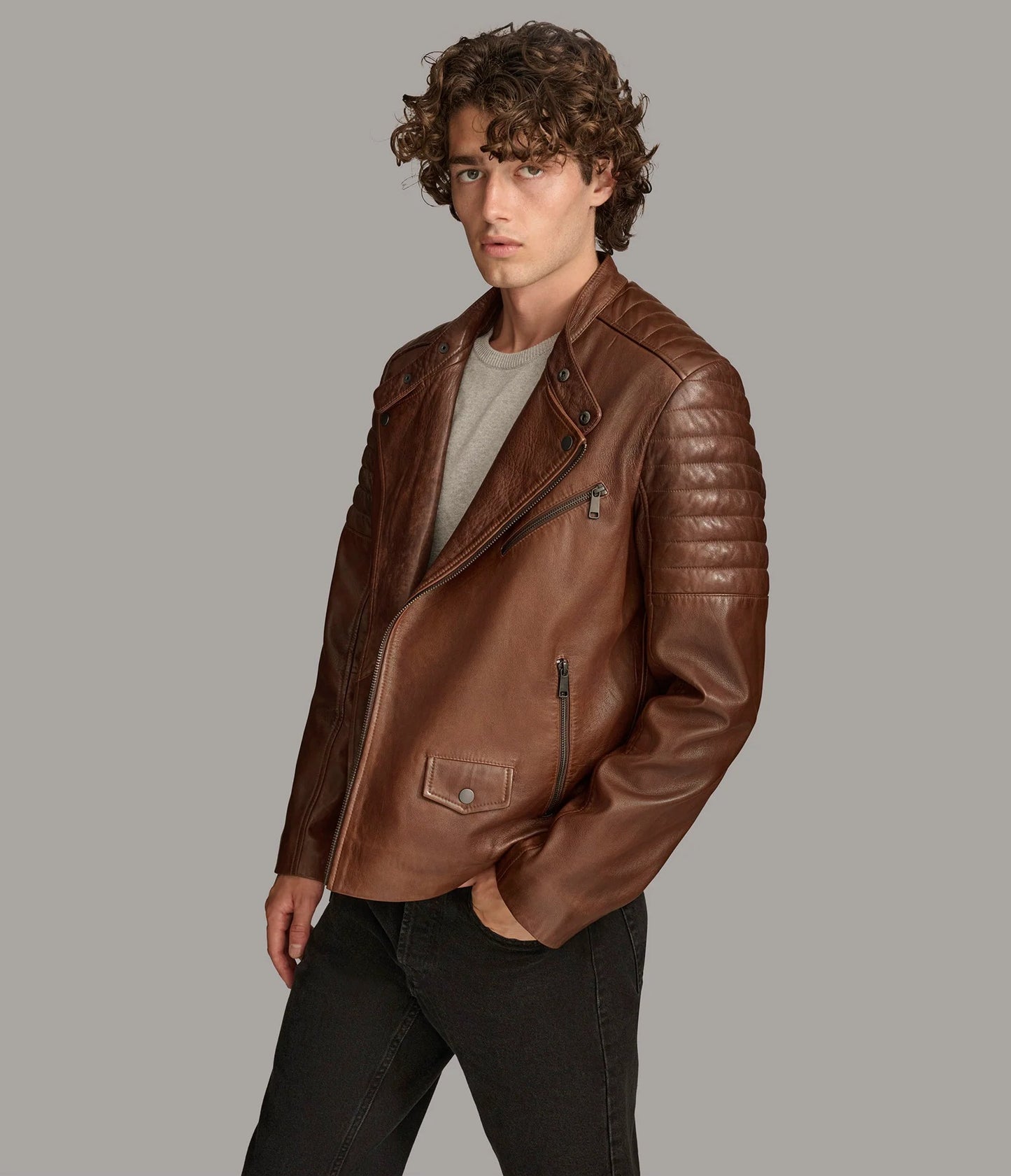 Medium Men's Retro Biker Leather Jacket - skyjackerz