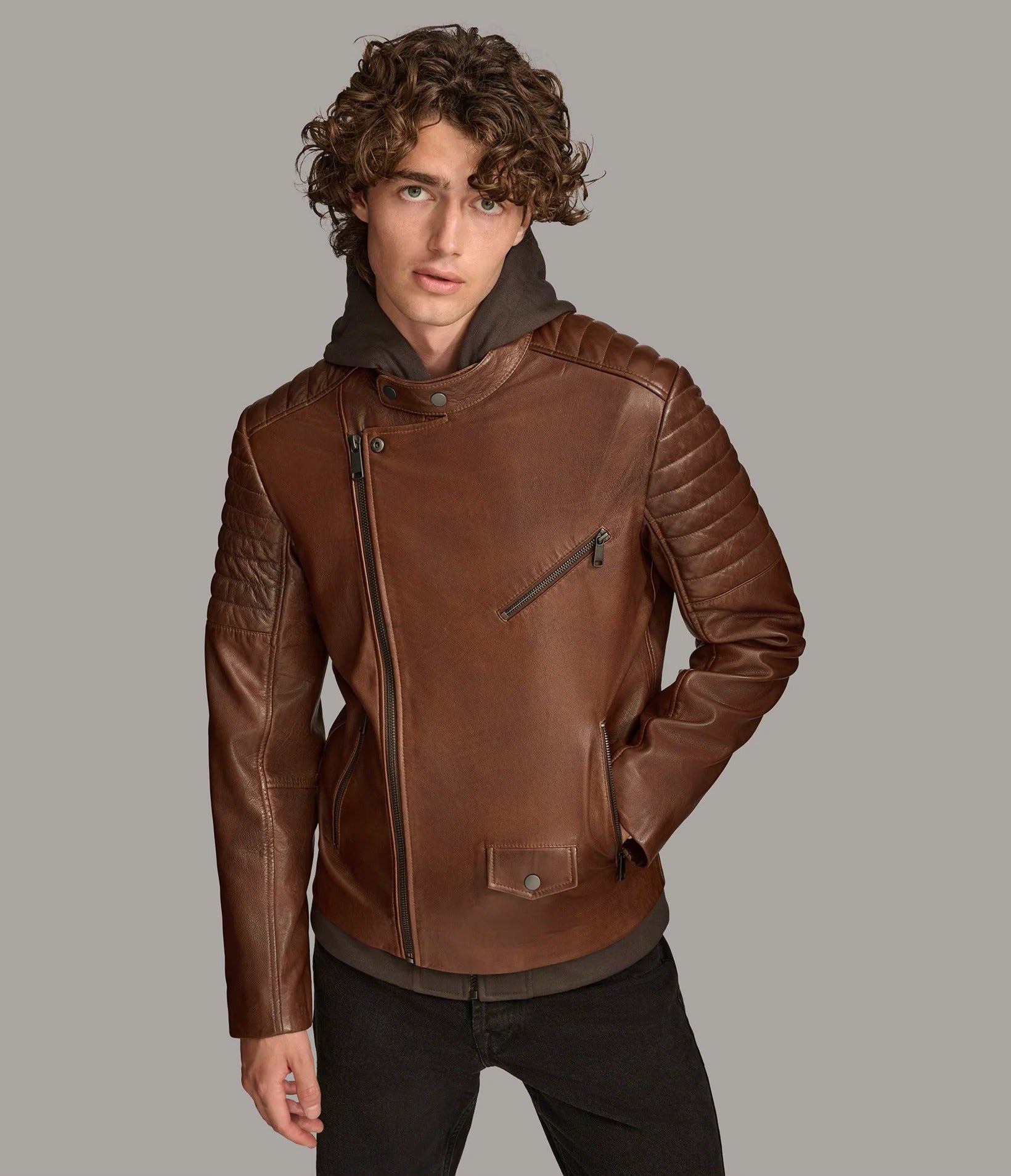 Medium Men's Retro Biker Leather Jacket - skyjackerz