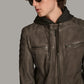 Medium Men's Hooded Casual Leather Jacket - skyjackerz
