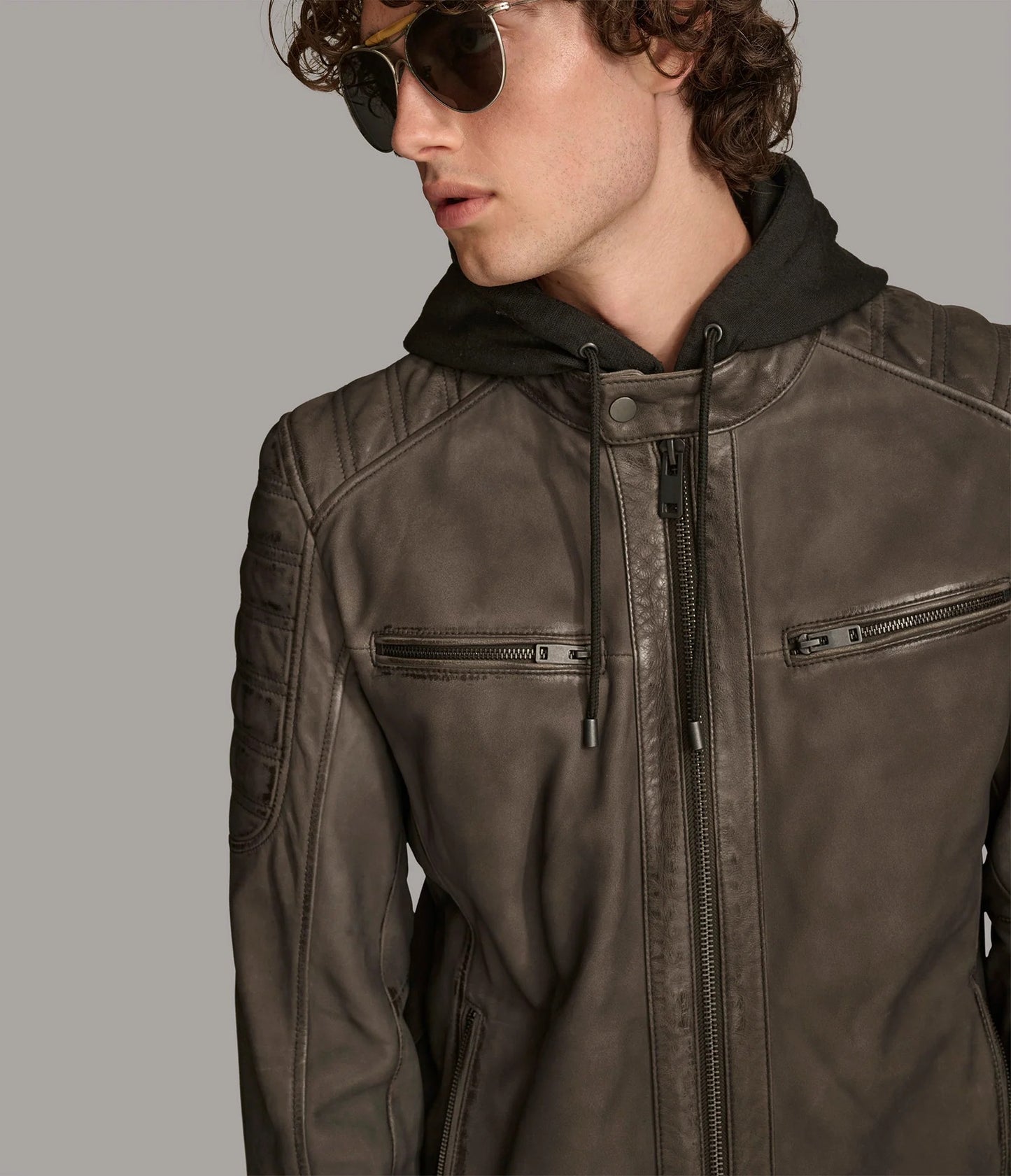 Men's Hooded Casual Leather Jacket