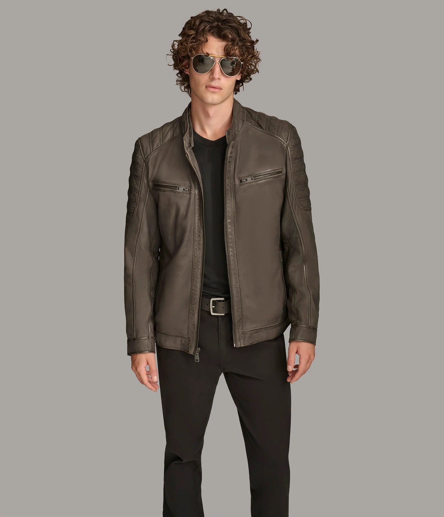 Men's Hooded Casual Leather Jacket