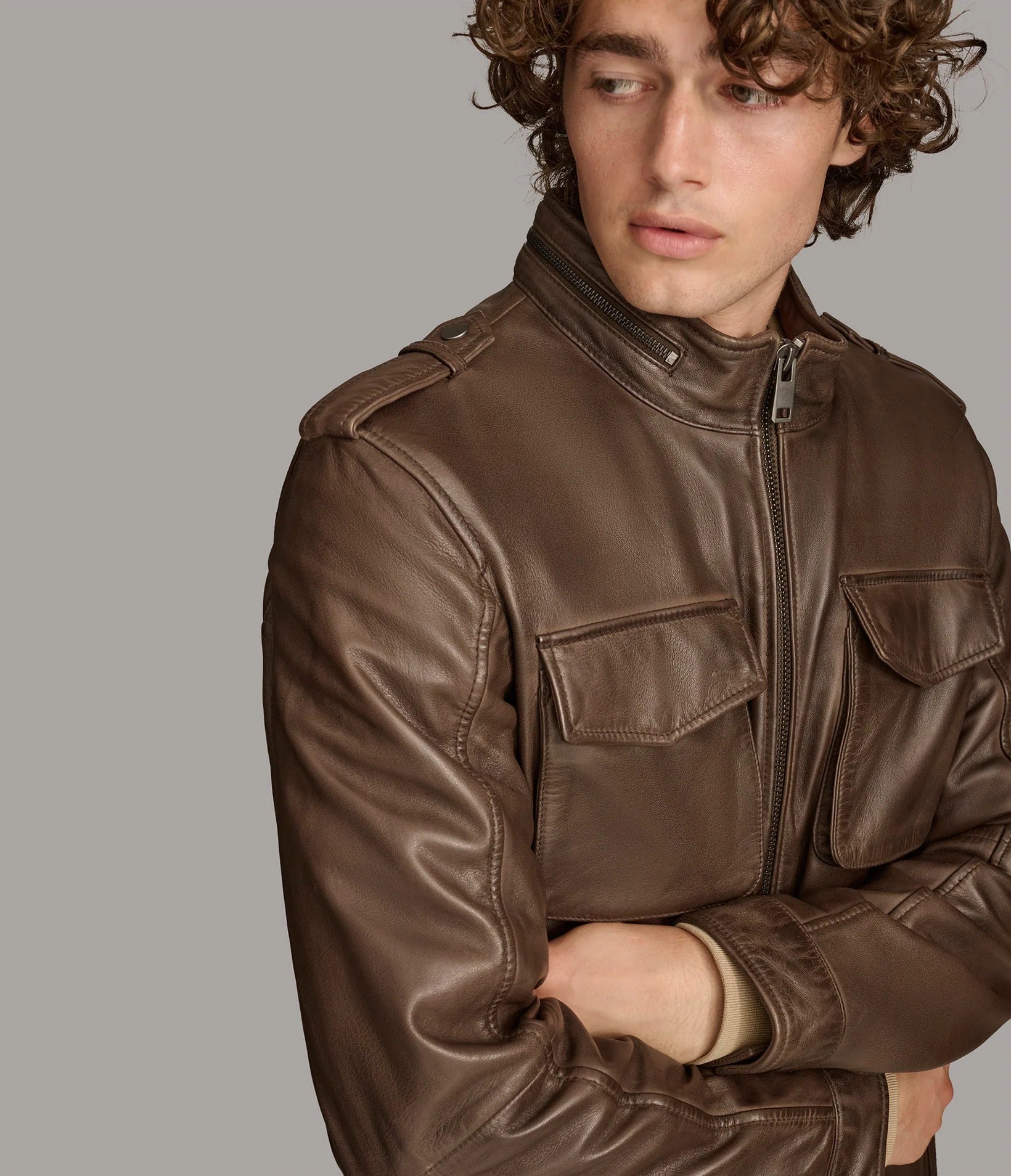 Medium Men's Field Style Leather Jacket - skyjackerz