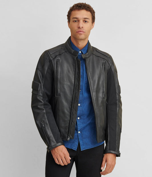 Medium Men's Padded Riding Leather Jacket - skyjackerz