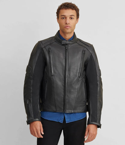 Medium Men's Padded Riding Leather Jacket - skyjackerz
