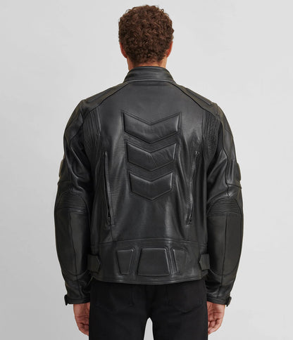 Medium Men's Padded Riding Leather Jacket - skyjackerz