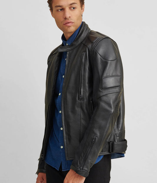 Men's Padded Riding Leather Jacket