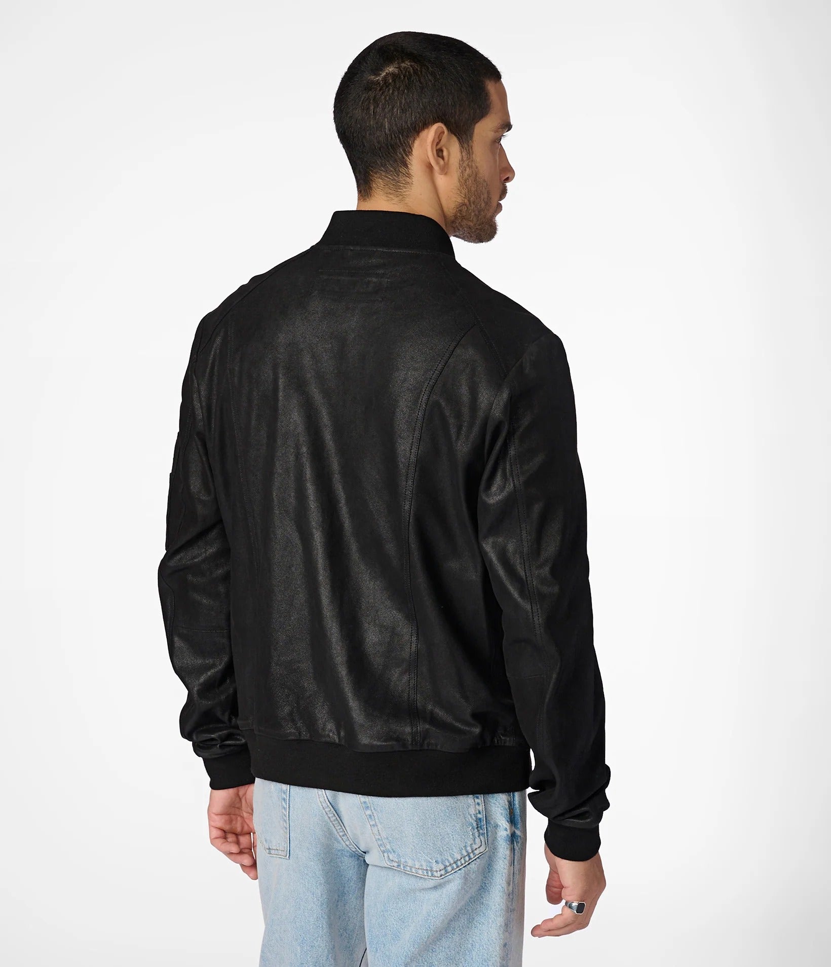 Medium Men's Leather Casual Bomber Jacket - skyjackerz