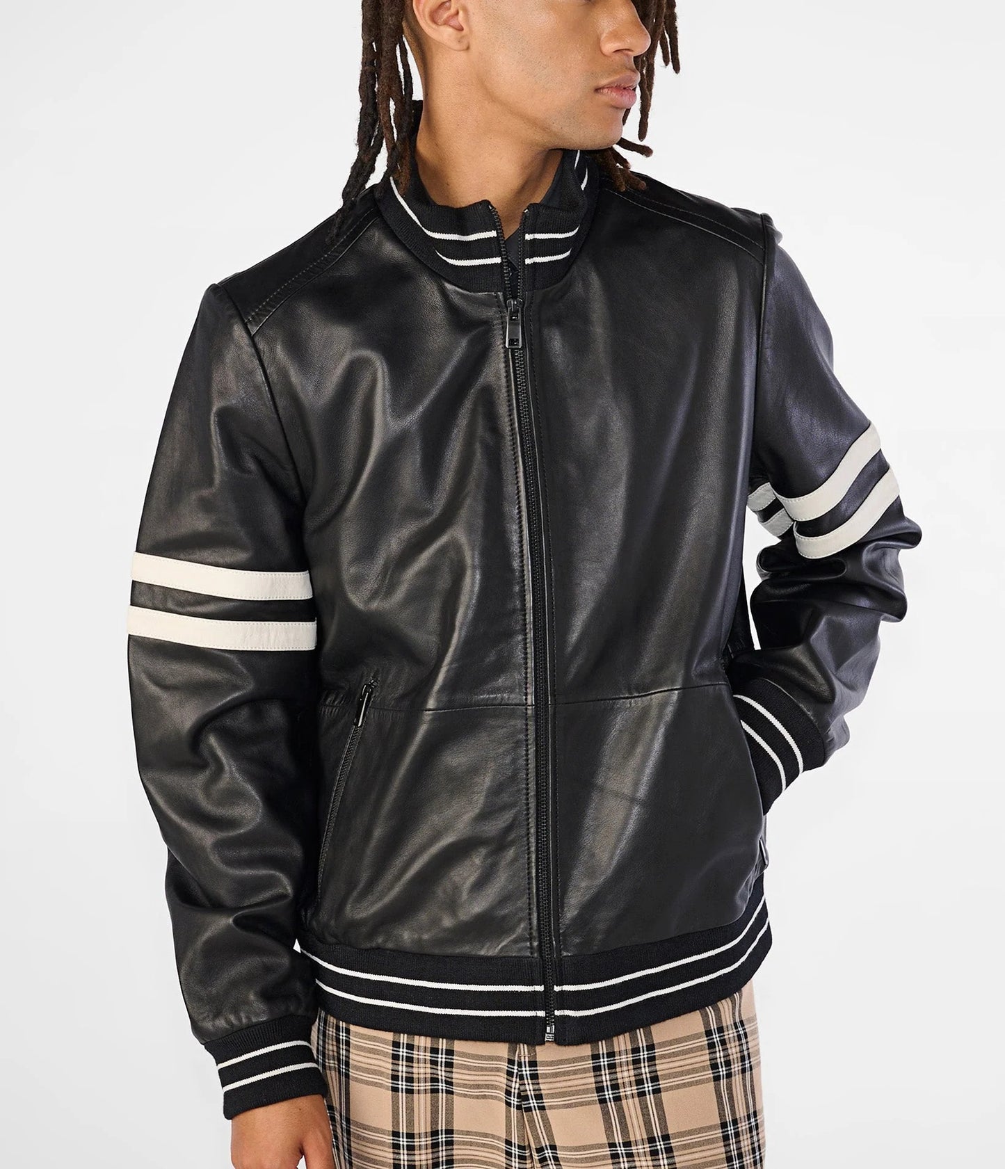 Men's Casual Bomber Jacket with Stripe