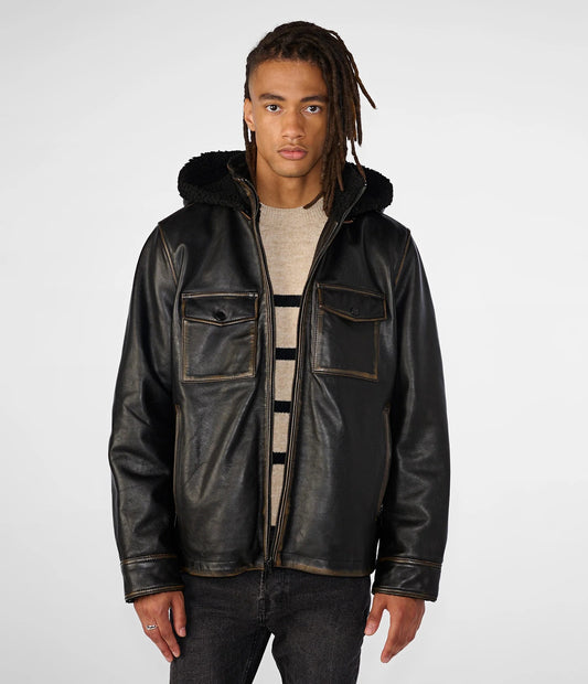 Medium Men's Shearling Leather Jacket - skyjackerz