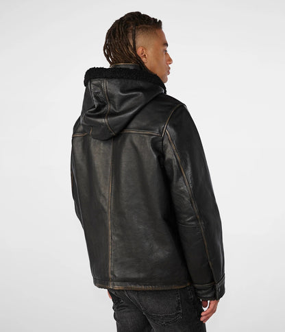 Medium Men's Shearling Leather Jacket - skyjackerz