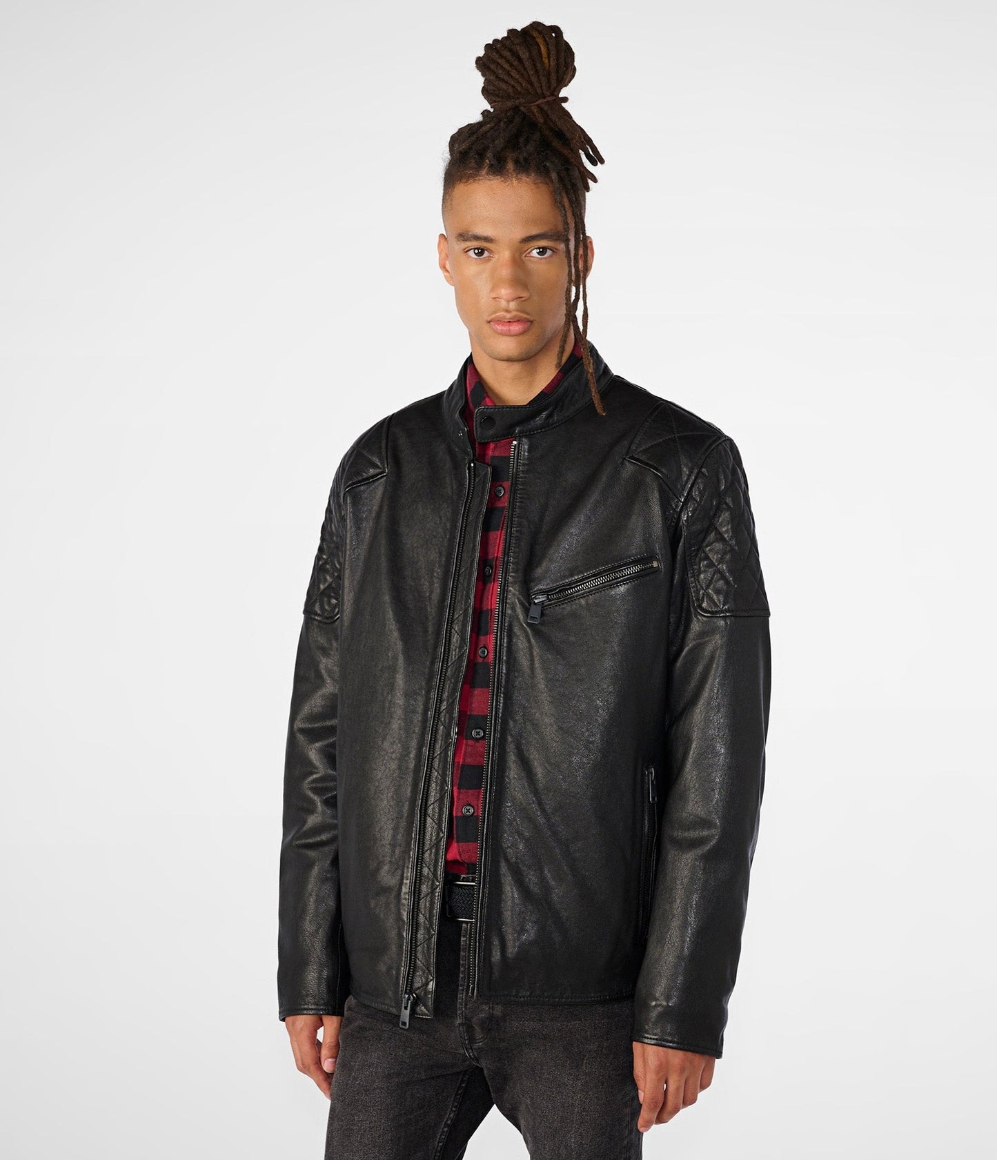 Weston Quilted Shoulder Leather Jacket