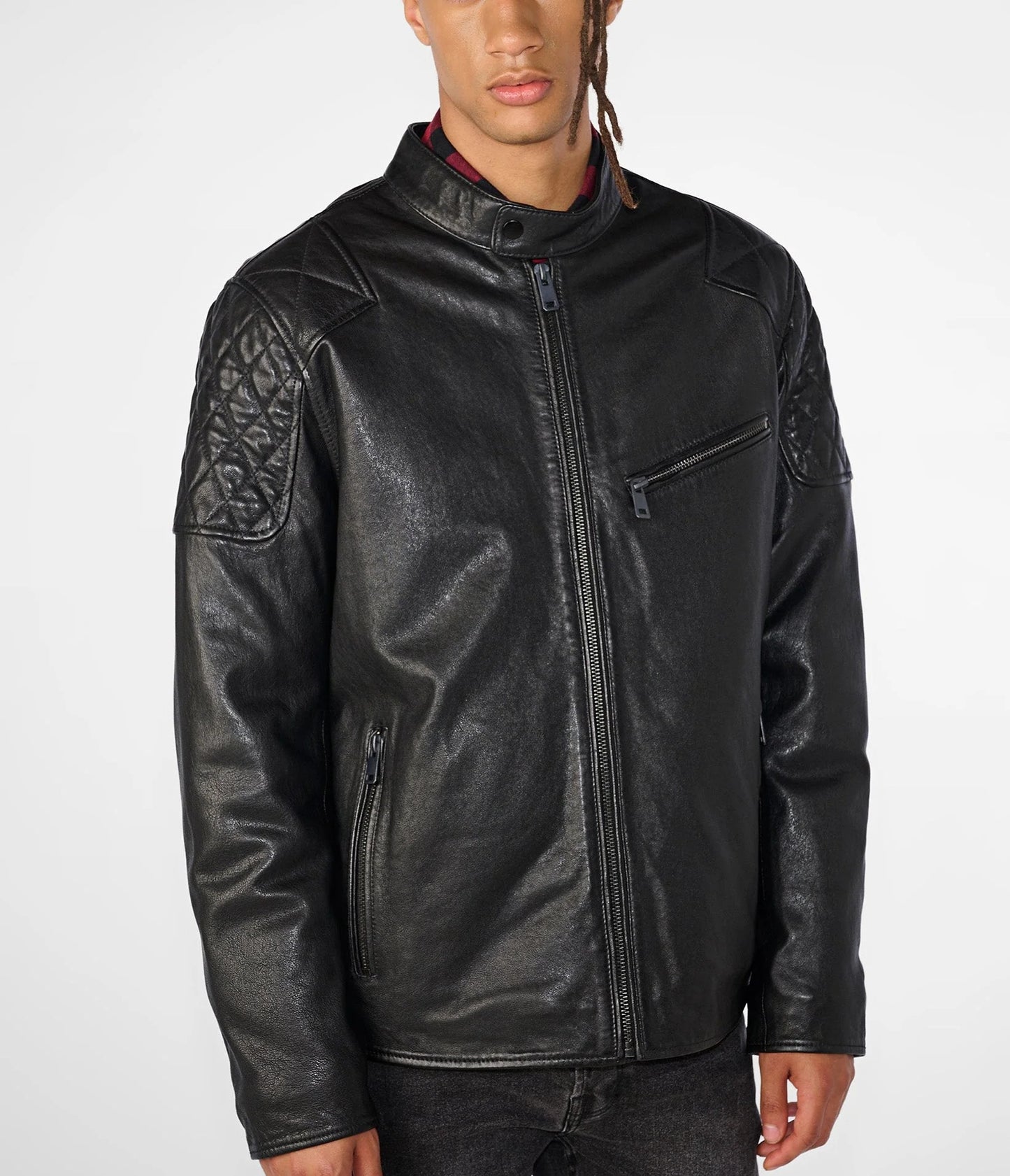 Weston Quilted Shoulder Leather Jacket