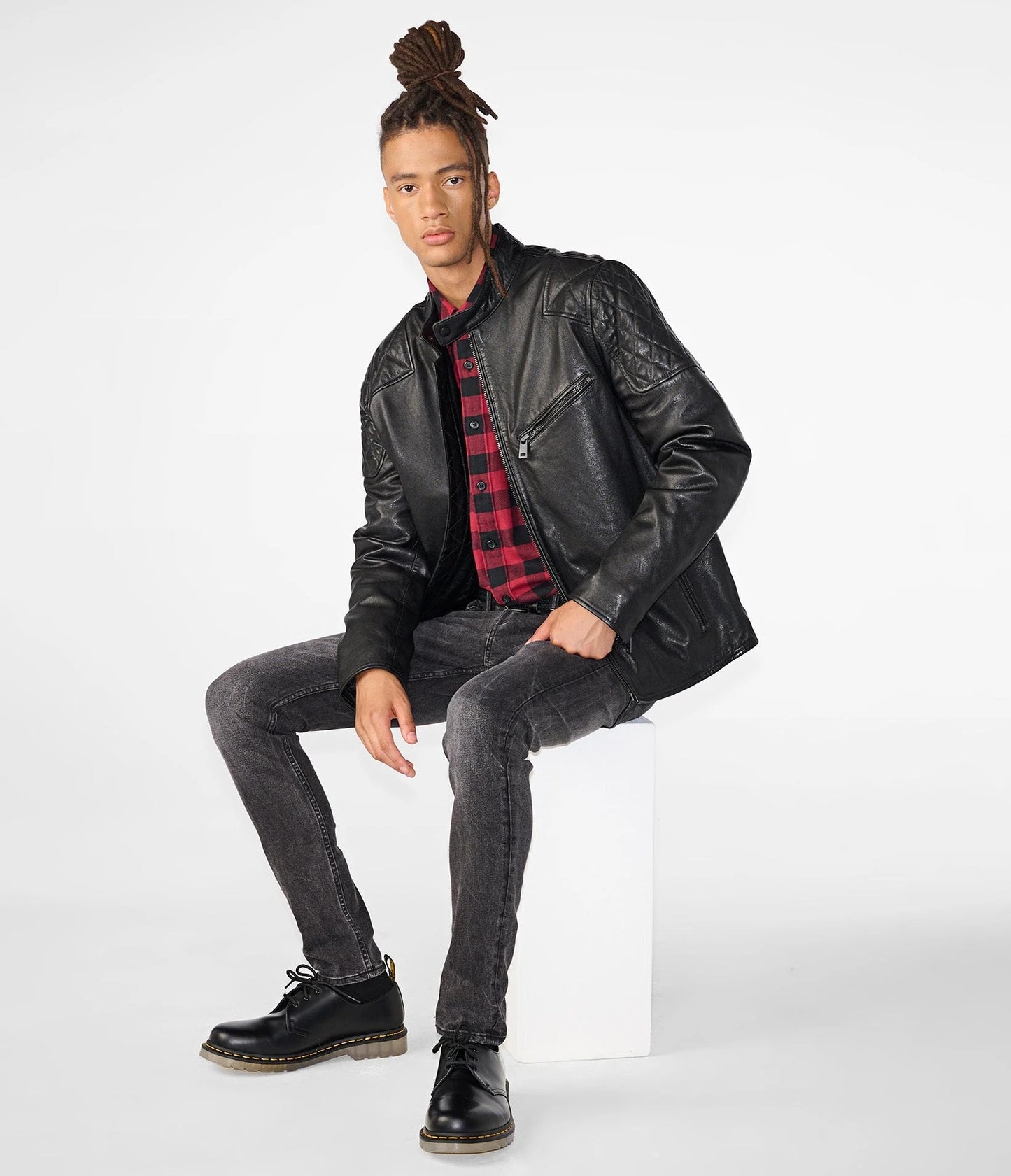 Weston Quilted Shoulder Leather Jacket