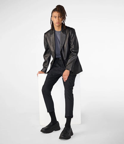 Medium Men's Classic Two-Button Leather Blazer - skyjackerz