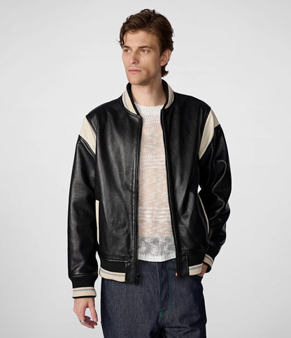 Medium Men's Modern Stylish Leather Varsity Jacket - skyjackerz