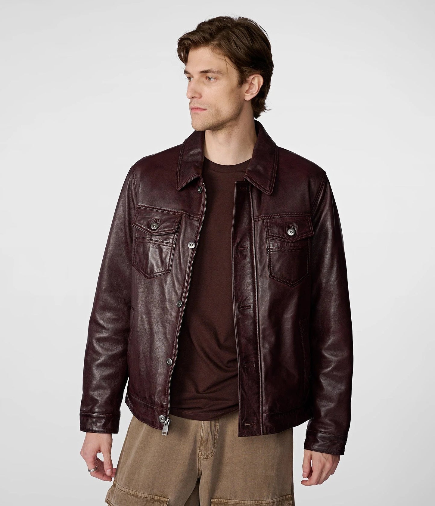 Men’s Leather Trucker Jacket